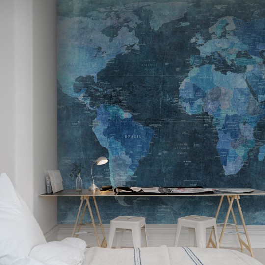 Wandbild World Map von Rebel Walls - Blue