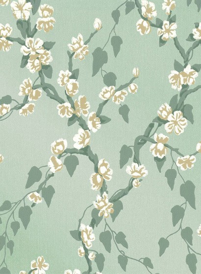 Little Greene Wallpaper Sakura Aqua Lustre
