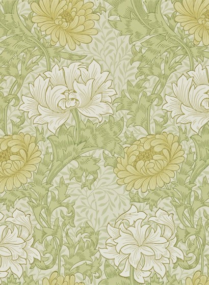 Morris & Co Papier peint Chrysanthemum - Pale Olive