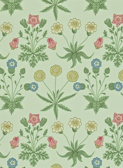 Morris & Co Papier peint Daisy - Pale Green/ Rose