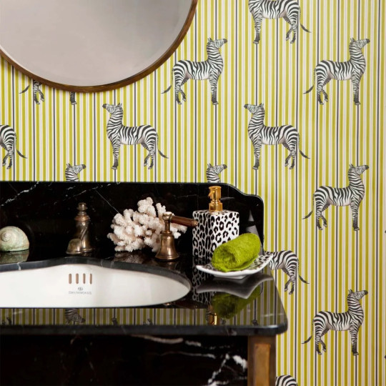 House of Hackney Wallpaper Zeal - Off-White & Chartreuse-Green
