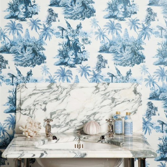 House of Hackney Papier peint Sumatra - Offwhite/ Azure