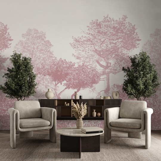 Sian Zeng Mural Hua Trees - Burgundy