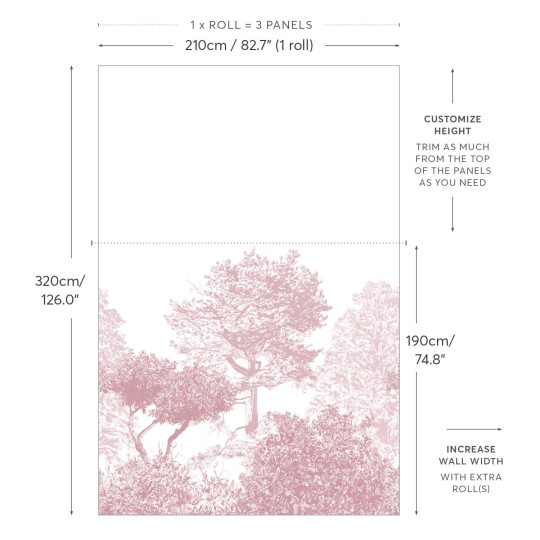 Sian Zeng Carta da parati panoramica Hua Trees - Burgundy