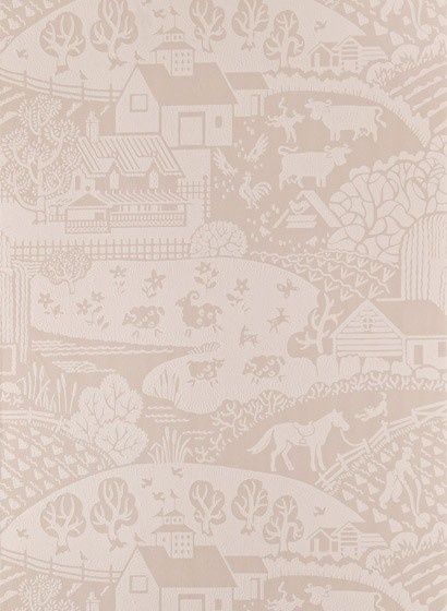 Farrow & Ball Papier peint Gable - Setting Plaster/ Pink Ground