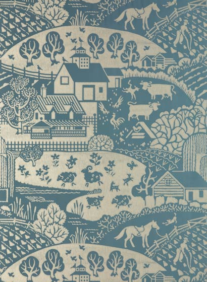 Farrow & Ball Wallpaper Gable Blue/ Silver