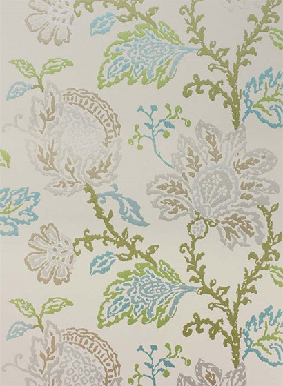 Osborne & Little Tapete Coromandel - Stone/ Green/ Aqua