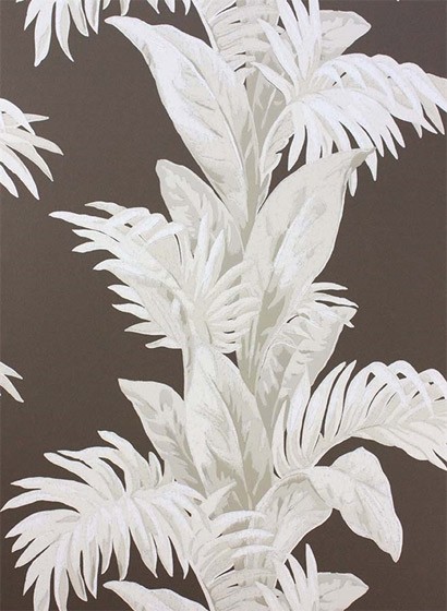 Nina Campbell Papier peint Palmetto - Chocolate/ Stone