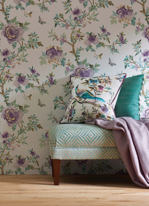 Nina Campbell Wallpaper Perdana Lilac/ Aqua