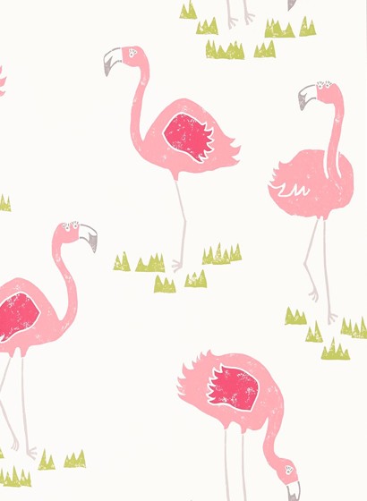Tapete Felicity Flamingo von Scion - Blancmange/ Chalk