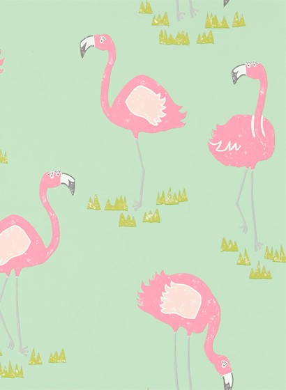 Tapete Felicity Flamingo von Scion - Raspberry/ Pistachio