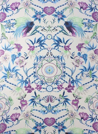 Matthew Williamson Papier peint Menagerie - Persian Blue/ Lilac