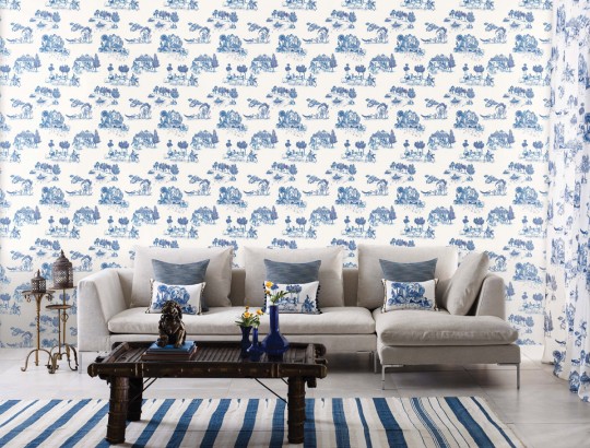 Matthew Williamson Wallpaper Zanskar blue/ white
