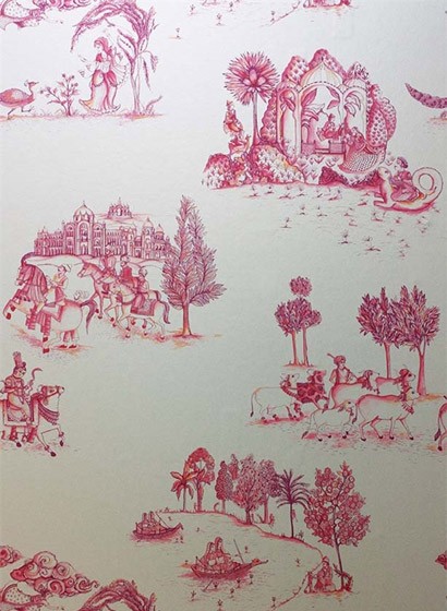 Matthew Williamson Papier peint Zanskar - Pink/ Gold