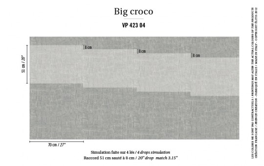 Élitis Papier peint Big Croco - Grau VP 423 04