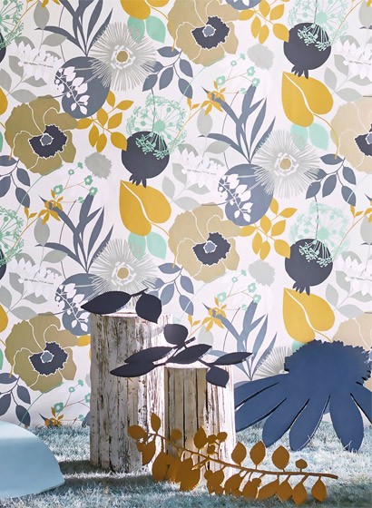 Harlequin Wallpaper Doyenne Orchre/ Stone/ Mint