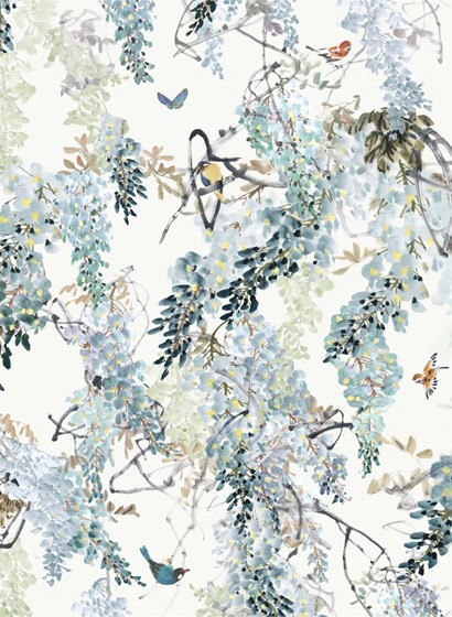 Wandbild Wisteria Falls von Sanderson - Aqua Paneel B