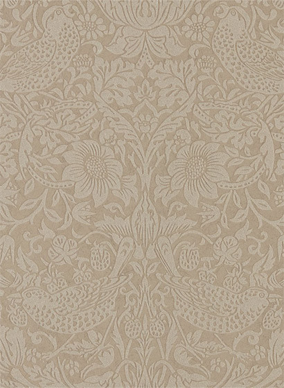 Morris & Co. Tapete Pure Strawberry Thief - Taupe/ Gilver
