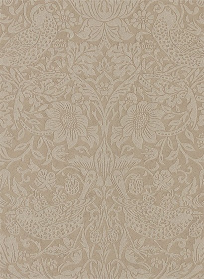 Morris & Co Wallpaper Pure Strawberry Thief Taupe/ Gilver