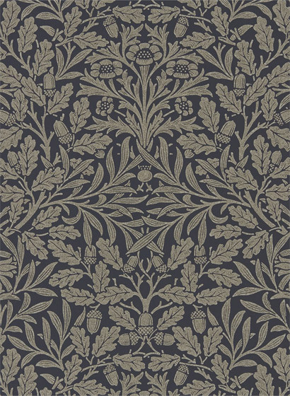 Morris & Co. Tapete Pure Acorn - Charcoal/ Gilver