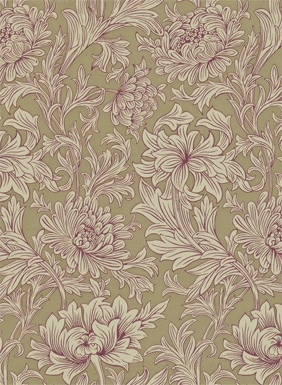 Morris & Co Wallpaper Chrysanthemum Toile Grape/ Bronze