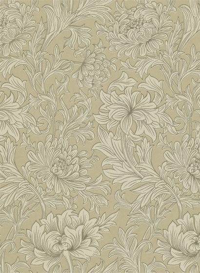 Morris & Co Papier peint Chrysanthemum Toile - Ivory/ Gold