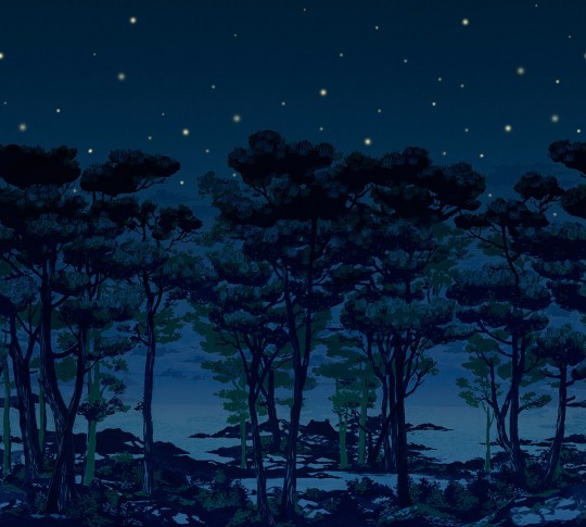Rebel Walls Carta da parati panoramica The Enchanted Forest - Night