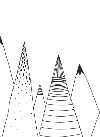 Rebel Walls Papier peint panoramique Mountain Ridge - Black/ White