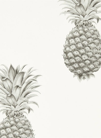 Tapete Pineapple Royale von Sanderson - Silver/ Ivory
