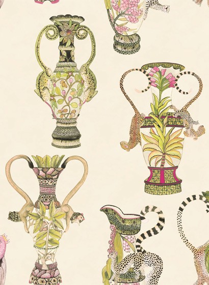 Cole & Son Papier peint Khulu Vases - Cream/ Multi