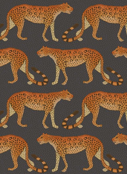 Tapete Leopard Walk von Cole & Son - Charcoal/ Orange