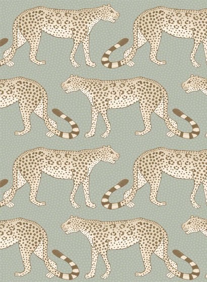 Cole & Son Papier peint Leopard Walk - Olive/ White