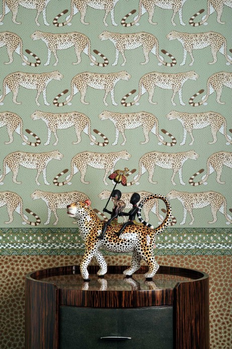 Cole & Son Wallpaper Leopard Walk Olive/ White