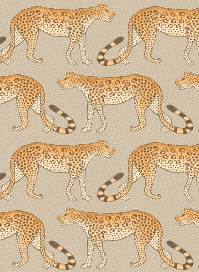 Cole & Son Wallpaper Leopard Walk Stone/ Orange