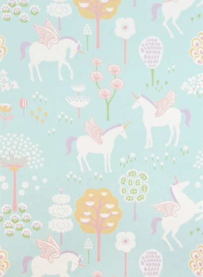 Majvillan Tapete True Unicorns - Turquoise/ Lilac/ Pink
