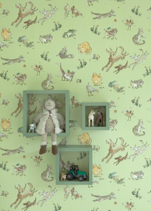 Osborne & Little Wallpaper Quentins Menagerie Green