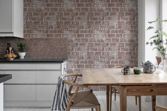 Ziegeltapete Decorated Bricks von Rebel Walls - Red