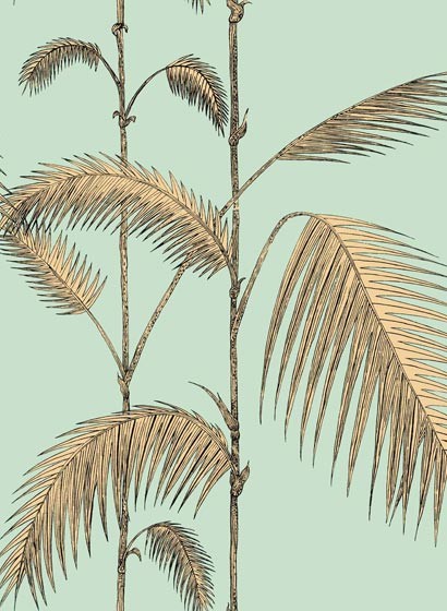Cole & Son Papier peint Palm Leaves Icons - Mint & Sand