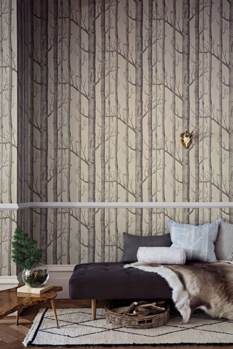 Cole & Son Wallpaper Woods Icons Linen/ Charcoal