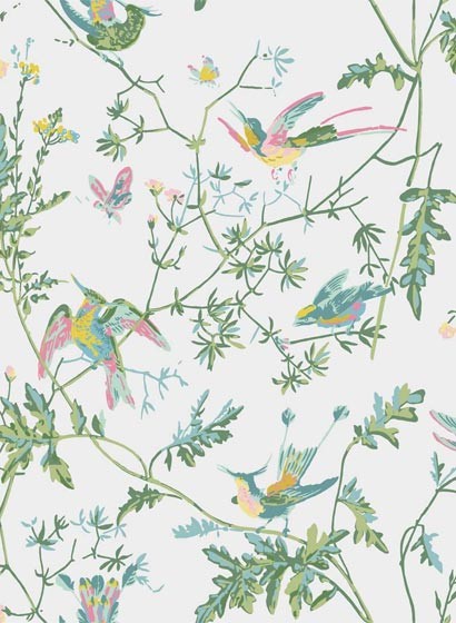 Cole & Son Papier peint Hummingbirds Icons - Green/ Pink