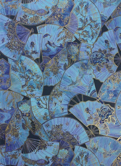 Matthew Williamson Papier peint Fandare - Electric Blue/ Gold