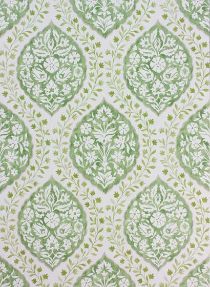Nina Campbell Wallpaper Marguerite Green/ Ivory