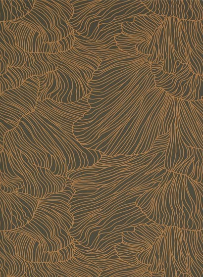 Ferm Living Papier peint Coral - Dark Green/ Gold