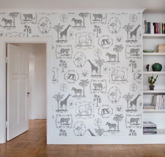 Rebel Walls Papier peint panoramique Animal Party - Black/ White
