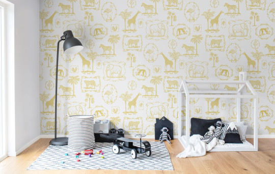 Kindertapete Animal Party von Rebel Walls - Yellow