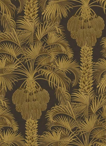 Cole & Son Papier peint Hollywood Palm - Charcoal/ Gold