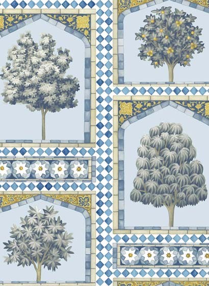 Cole & Son Papier peint Sultan's Palace - China Blue/ Ochre