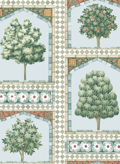 Cole & Son Wallpaper Sultan's Palace Print Room Blue & Duck Egg