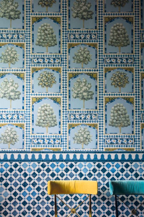 Cole & Son Papier peint Sultan's Palace - China Blue/ Ochre
