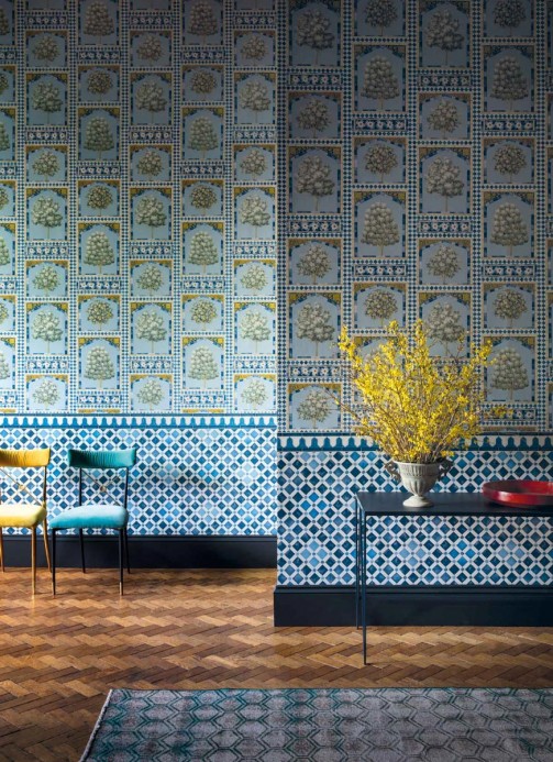Cole & Son Wallpaper Sultan's Palace China Blue/ Ochre